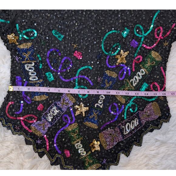 Laurence Kazar Y2K 2000 New Year’s Eve Sequin Top Black - Picture 7 of 16